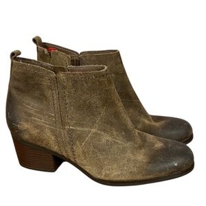 Rockport Vanna 2-Part Distressed Brown Leather Comfort Ankle Booties Sz 10
